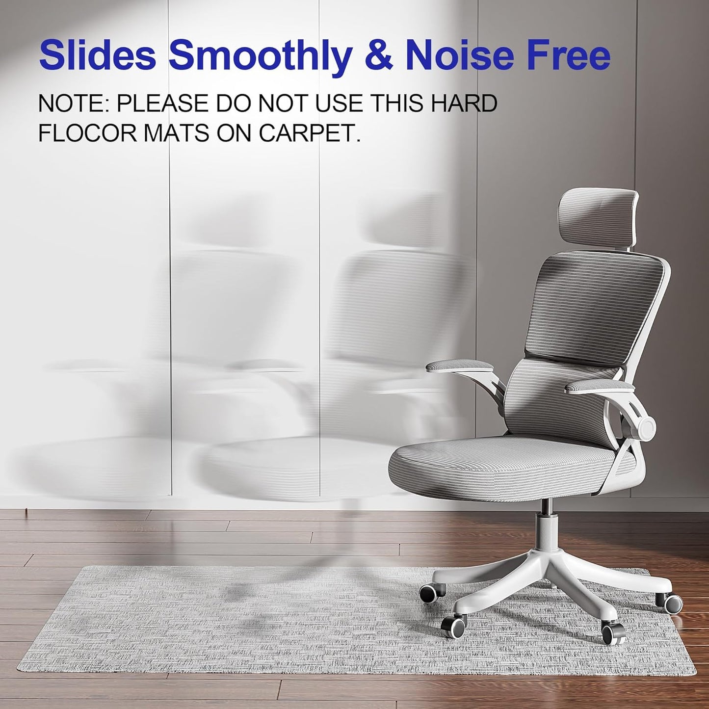 Office Chair Mat for Hardwood Floor, 30"×48" Non-Slip PVC Woven Computer Desk Chair Mat, Heavy Duty Hard Floor Protector for Rolling Chairs, Light Gray, Not for Carpet