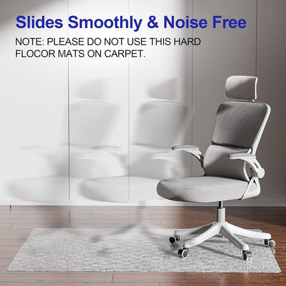 Office Chair Mat for Hardwood Floor, 30"×48" Non-Slip PVC Woven Computer Desk Chair Mat, Heavy Duty Hard Floor Protector for Rolling Chairs, Light Gray, Not for Carpet