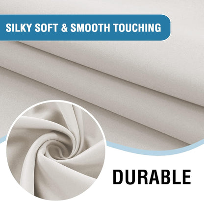 100% Blackout Tie up Curtains for Bathroom Window Thermal Insulated Small Curtains 45 Inches Long Rod Pocket Balloon Shades with Black Liner, Pumice Stone