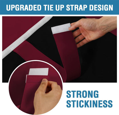 100% Blackout French Door Curtain Privacy Light Blocking Curtain for Sliding Glass Door Thermal Insulated Tie up Shade, 26X40 Inches, 1 Panel, Burgundy