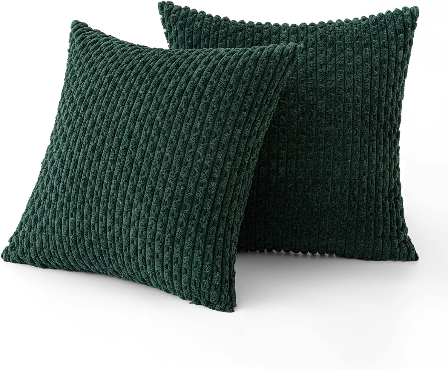Christmas Army Green Throw Pillow Covers Soft Corduroy Decorative Set of 2 Boho Striped Pillow Covers Pillowcases Farmhouse Home Decor for Couch Bed Sofa Living Room 18X18 Inch