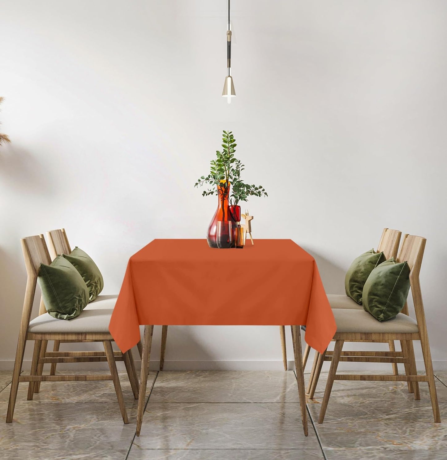 2 Pack 6 Foot Rectangle Table Cloth [60X102 Inches, Orange] Stain and Wrinkle Resistant Tablecloth Washable Polyester Cover for Dining, Buffet Parties, Picnic and Weddings
