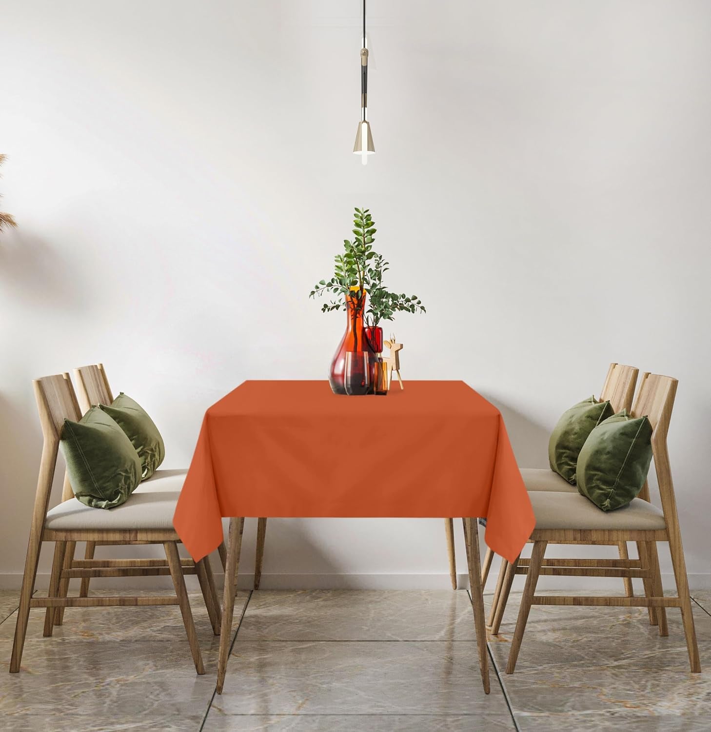 2 Pack 6 Foot Rectangle Table Cloth [60X102 Inches, Orange] Stain and Wrinkle Resistant Tablecloth Washable Polyester Cover for Dining, Buffet Parties, Picnic and Weddings