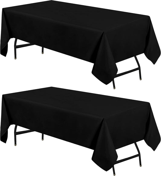 Rectangle Table Cloth 2 Pack [60X102 Inches, Black] Tablecloth Machine Washable Fabric Polyester Table Cover for Dining, Buffet Parties, Picnic, Events, Weddings and Restaurants