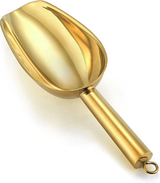 Small Ice Scoop, 6OZ Stainless Steel Candy Food Flour Scoop, Utility for Kitchen Garden Bar Wedding Bath, Heavy Duty & Non Toxic & Easy Clean, (Gold, 1Pc)