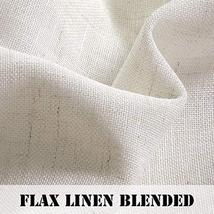 Natural Linen Kitchen Curtains 36 Inch Length Textured Flax Curtain Tiers for Bathroom/Kitchen Windows Rod Pocket Small Curtains (2 Panels, Natural)