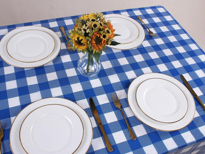 3 Packs White and Blue Gingham Table Cloths 54 X 108 Inches Disposable Plastic Checkered Tablecloths Waterproof Rectangle Picnic Party Tablecovers for Birthday Party Dining Table Kitchens