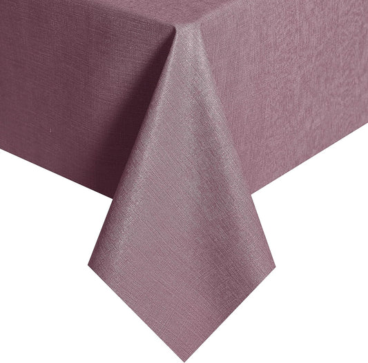 Vinyl Tablecloth for Picnic Camping Outdoor, 100% Waterproof Oil-Proof Spill-Proof PVC Table Cloth, Wipeable Thick Square Tablecloth Cover (54 X 54 Inch, Sea Pink)