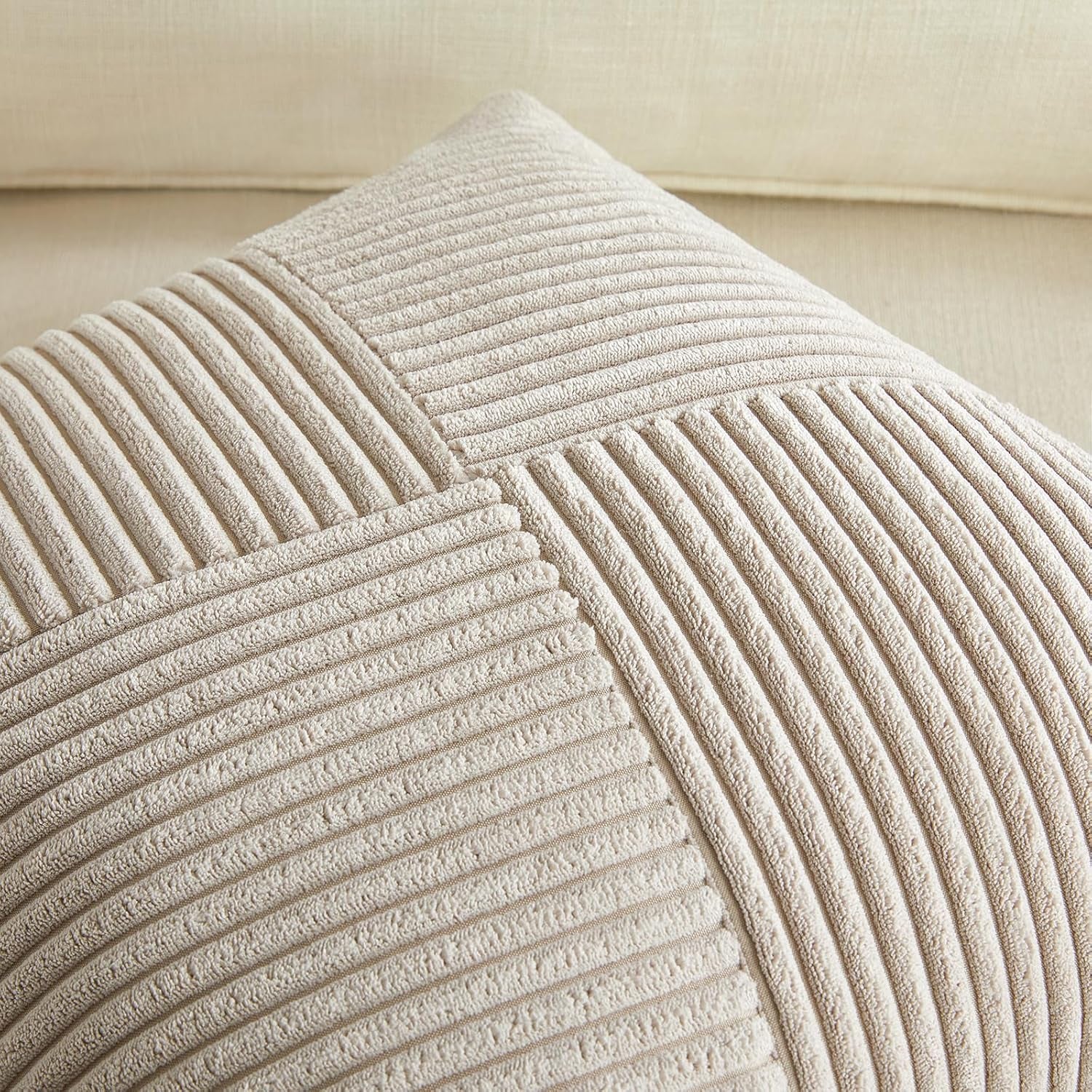 Set of 2 Taupe Boho Lumbar Rectangle Decorative Throw Pillow Covers 12X20 Inch with Diagonally Pattern for Couch Bed Sofa, Soft Corduroy Accent Modern Farmhouse Home Decorations 30X50 Cm