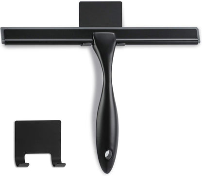 Shower Squeegee, 10-Inch Matte Black Squeegee, All-Purpose Stainless Steel Squeegee for Bathroom, Shower Doors, Mirrors, Tiles and Car Windows - 100% Streak Free