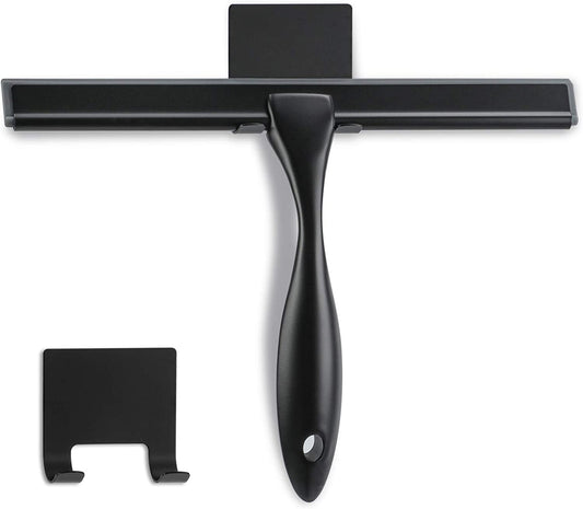 Shower Squeegee, 10-Inch Matte Black Squeegee, All-Purpose Stainless Steel Squeegee for Bathroom, Shower Doors, Mirrors, Tiles and Car Windows - 100% Streak Free