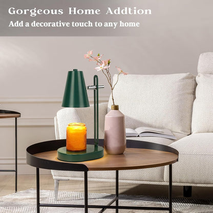 Green Candle Warmer Lamp with Timer, Adjustable Dimmable Candle Lamp Warmer, Candle Lamp with 2 Bulbs for Jar Candles & Scented Wax, Lamp Candle Warmer, Candle Warming Lamp for Bedroom Living Room