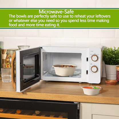 Large Disposable Bowl - Heavy Duty Paper Bowls - Made from Sugarcane and Bamboo Fiber, Microwave Safe - 48 Oz Paper Bowls for Soup, Salad, Ramen, Popcorn, Etc.[50/Pack]