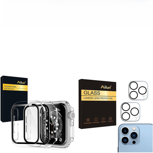 Camera Lens Protector for Iphone 13 Pro 6.1" ＆ Iphone 13 Pro Max 6.7", Apple Watch Series 6 SE Series 5 Series 4 [40Mm] Screen Protector,Hard PC Case [2 Pack][Clear]