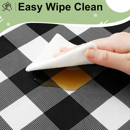 3 Packs Buffalo Disposable Table Cloth, 54 X 108 Inch Waterproof Plastic Tablecloth, Rectangle Black and White Checkered Table Covers for Picnic, Birthday, Party