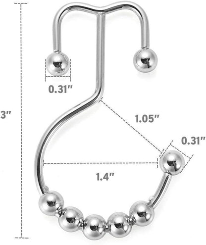 Set of 72 W X 72" H Plastic Shower Curtain, Stainless Steel Shower Curtain Rings Metal Double Glide Shower Hooks for Bathroom Shower Rods Curtains