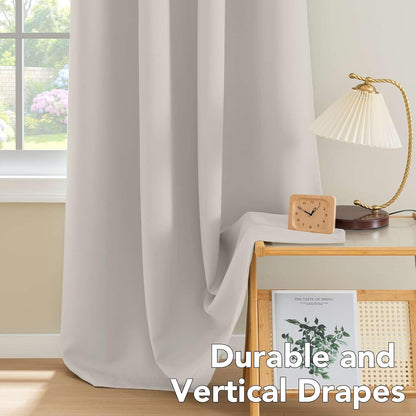 Blackout Curtains for Bedroom Thermal Insulated Room Darkening Living Room Curtains 63 Inch Long Grommet Privacy Protection Window Curtain Panels/Drapes for Nursery,2 Panels,Ivory/Cream