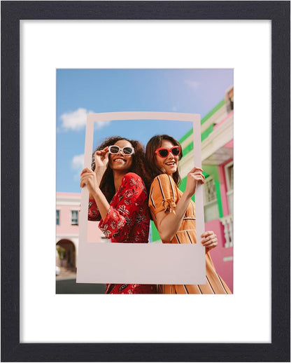 11X14 Picture Frame, Display Pictures 8X10 with Mat or 11X14 without Mat, Photo Frame for Wall Mounting, Black, 1 Pack