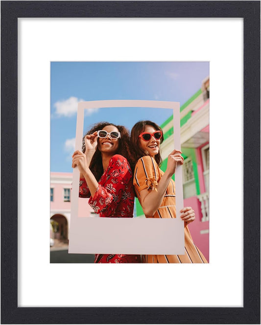 11X14 Picture Frame, Display Pictures 8X10 with Mat or 11X14 without Mat, Photo Frame for Wall Mounting, Black, 1 Pack