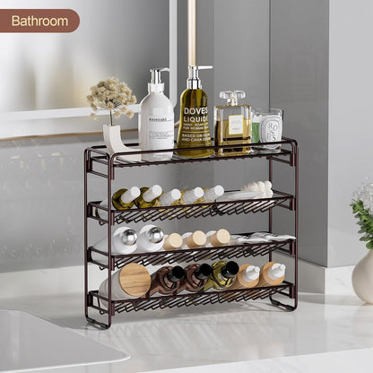 4 Tier Spice Rack Organizer for Cabinet, Detachable Spice Rack for Countertop, Freestanding Spice Organization for Cabinet, Seasoning Organizer for Kitchen Pantry (13.4" Wx11.2 H, No Jars)