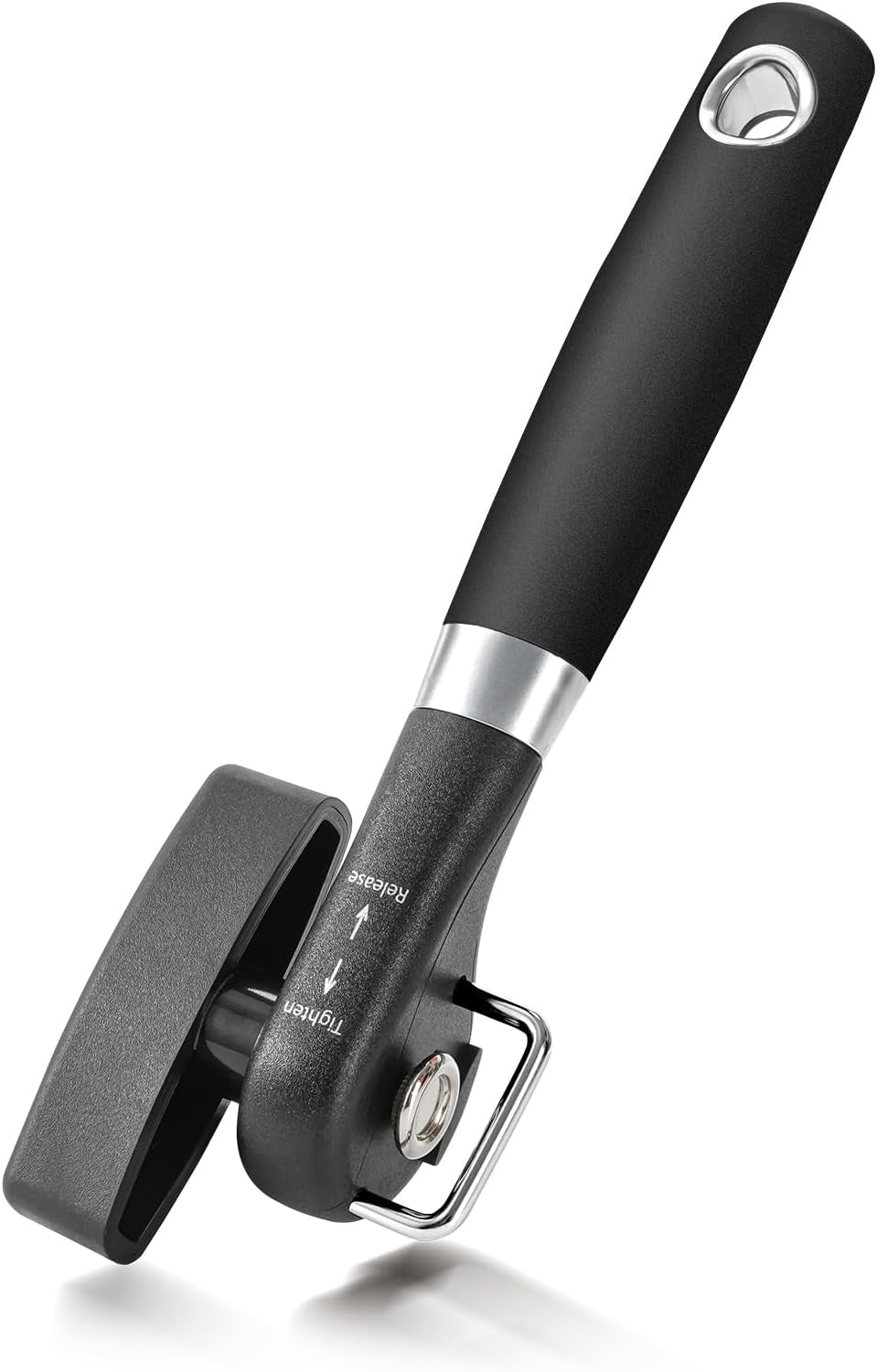 Can Opener, Safe Side Cut Manual Can Opener with Durable Sharp Blade, Smooth Edge Cutting, Effortless Big Knob, Comfortable Grip Handle, Black