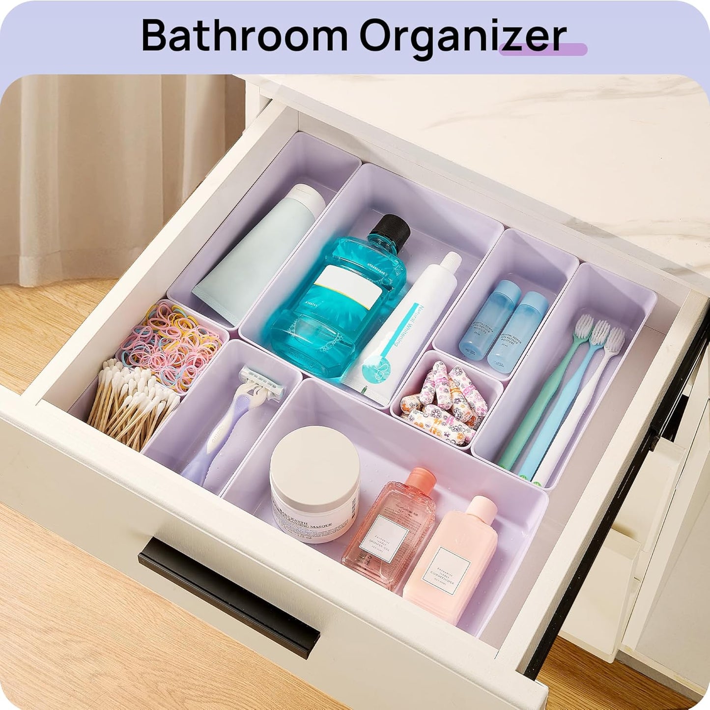 25 PCS Plastic Drawer Organizers Set, 4-Size Versatile Bathroom and Vanity Drawer Organizer Trays, Storage Bins for Makeup, Bedroom, Kitchen Gadgets Utensils and Office