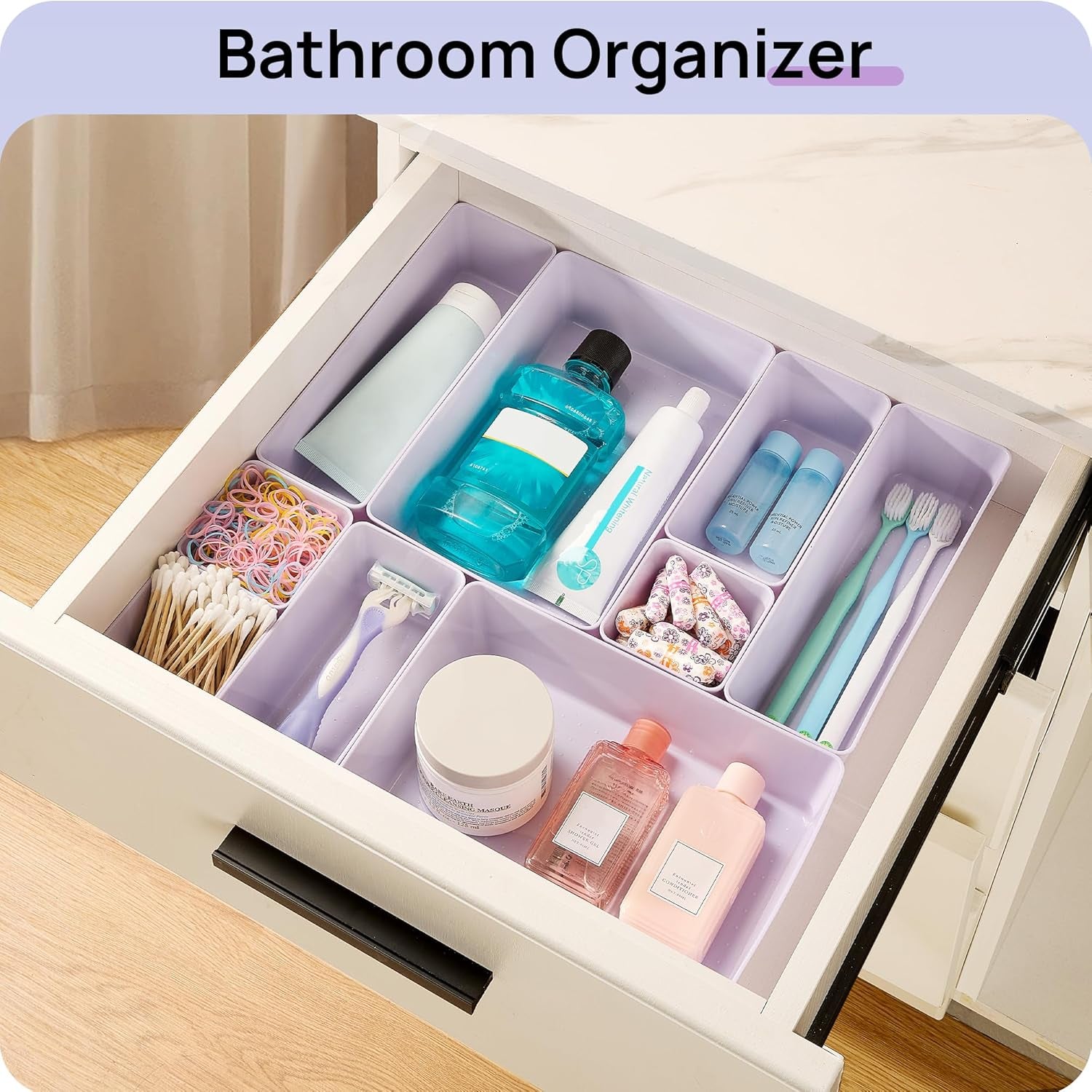 25 PCS Plastic Drawer Organizers Set, 4-Size Versatile Bathroom and Vanity Drawer Organizer Trays, Storage Bins for Makeup, Bedroom, Kitchen Gadgets Utensils and Office