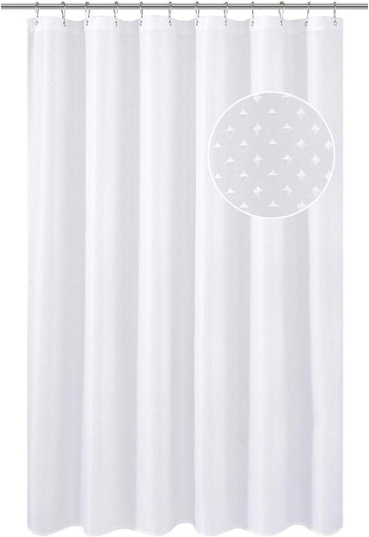 Hotel Fabric Shower Curtain or Liner, Cloth Textured White Shower Curtain with Bottom Magnets, Machine Washable, 72 X 72 Inches for Bathroom