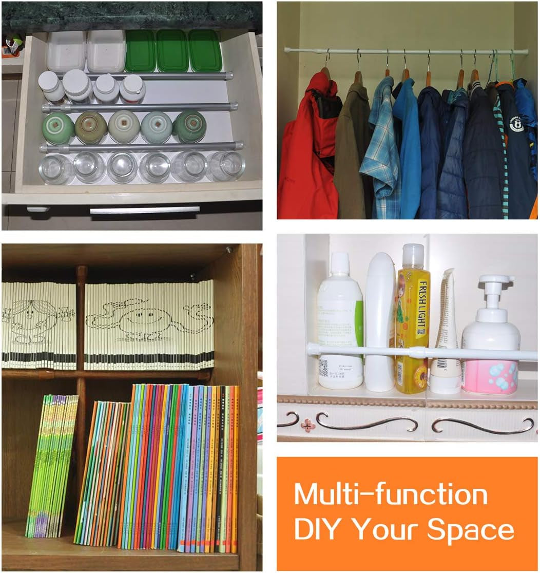 2 Pack Spring Tension Curtain Rod for Window 28 to 48 Inch, Adjustable Expandable Small Curtain Tension Rods No Drill for Kitchen, Bathroom, Doorway, Cupboard(Oak)