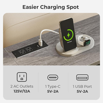 70-Inch Console Table with Integrated Outlets and USB-C Port, Extra Long X-Shaped Design for Entryway and Living Room, Metal Frame with Wooden Top, Grey Finish