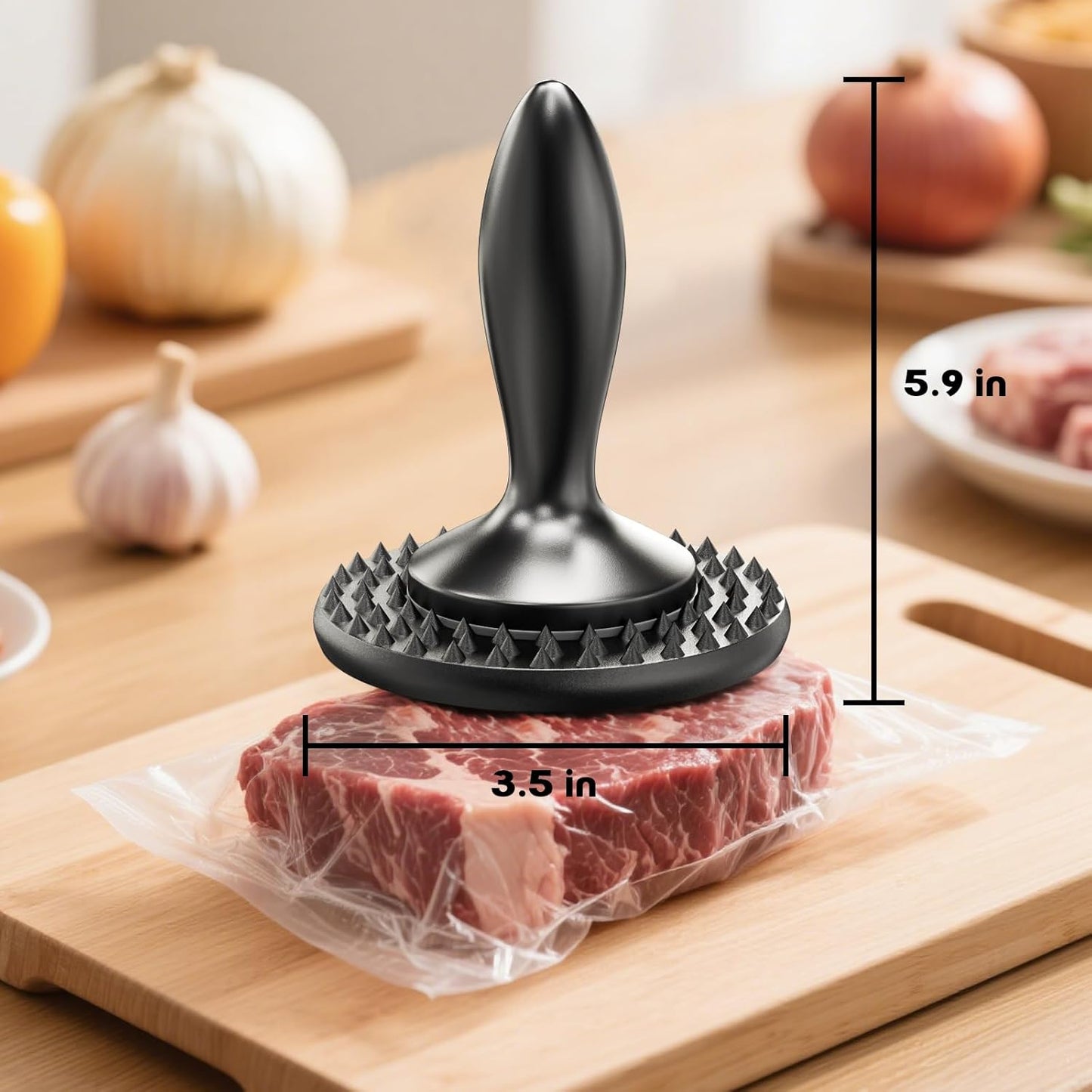 3 in 1 Meat Tenderizer Tool - Meat Mallet, Dual-Sided Kitchen Pounder for Tenderizing Steak, Chicken Cutlet