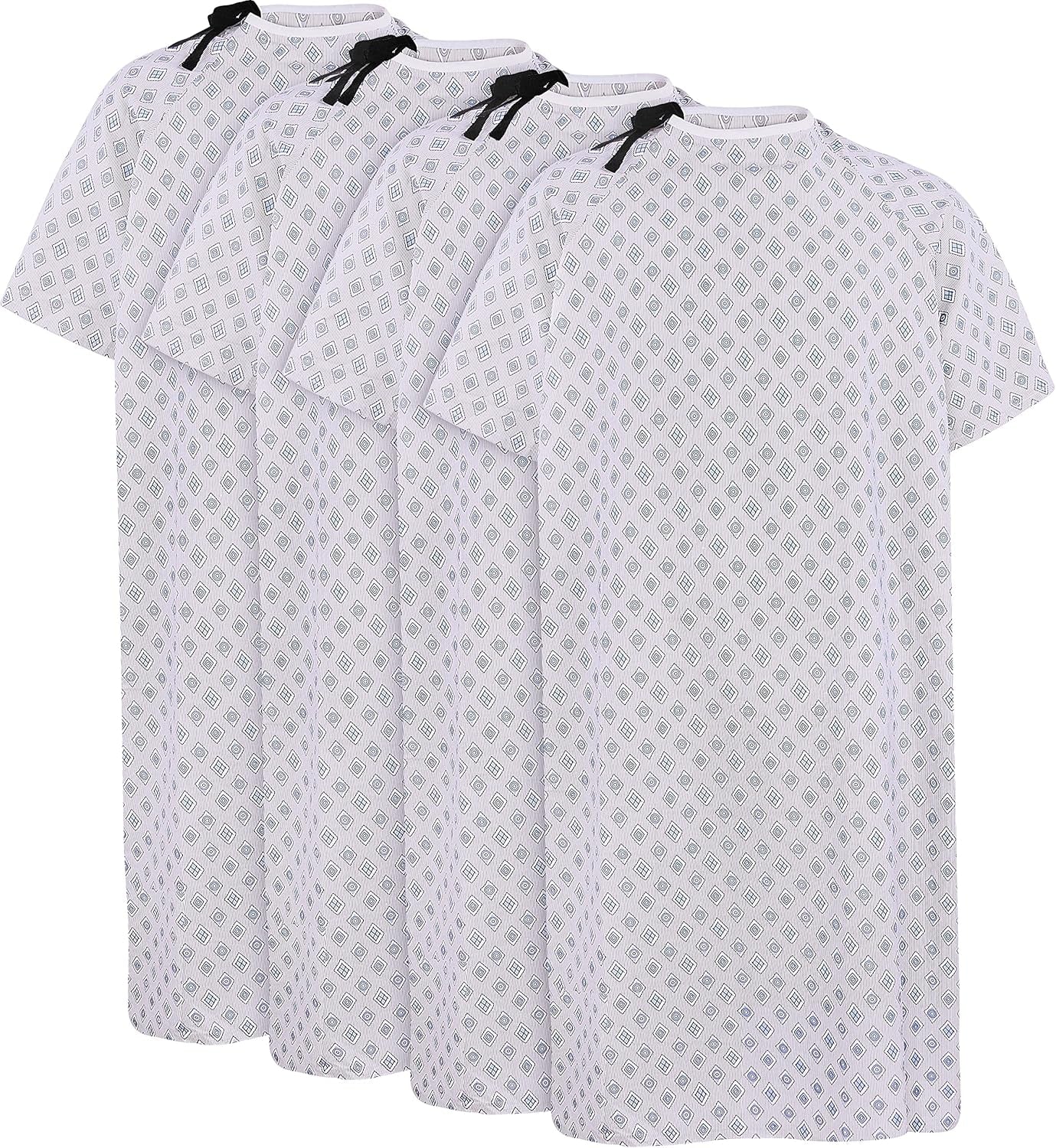 4 Pack Unisex Hospital Gowns, Extra Long Length Patient Gowns with Back Tie for Men and Women, Comfortably Fits Sizes up to 2XL