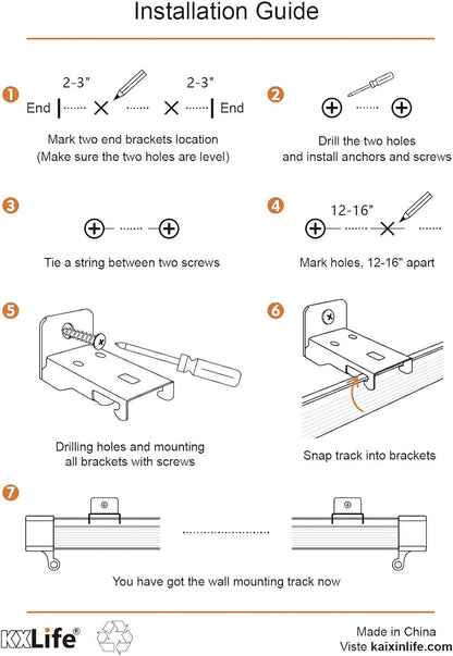 Wall Mount Brackets for Flexible Curtain Track, Bendable Curtain Track Wall Mounting Hardware (20 PCS)