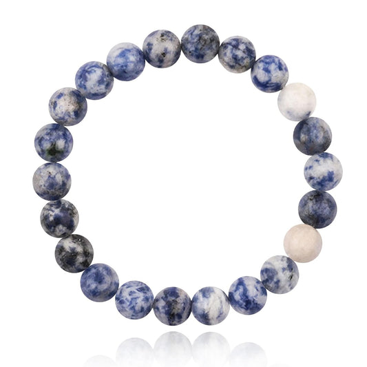 Mother'S Day Handmade Bracelet, Handmade Natural Gemstone Jewelry, Natural Healing Bracelets, Jade Bracelet for Women, Gemstone Beaded Stretch Bracelet 8Mm Stone Bracelet (Blue Dot Stone)