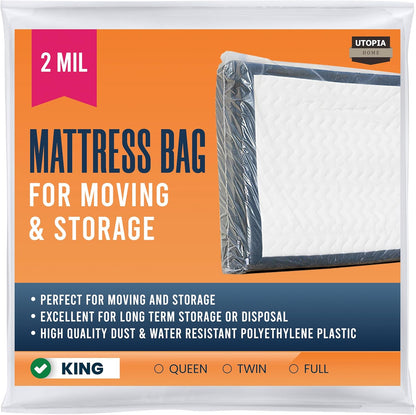 Mattress Bag for Moving King Size Mattress Storage Bag, Plastic Mattress Encasement Cover, Fits Mattresses up to 14 Inches