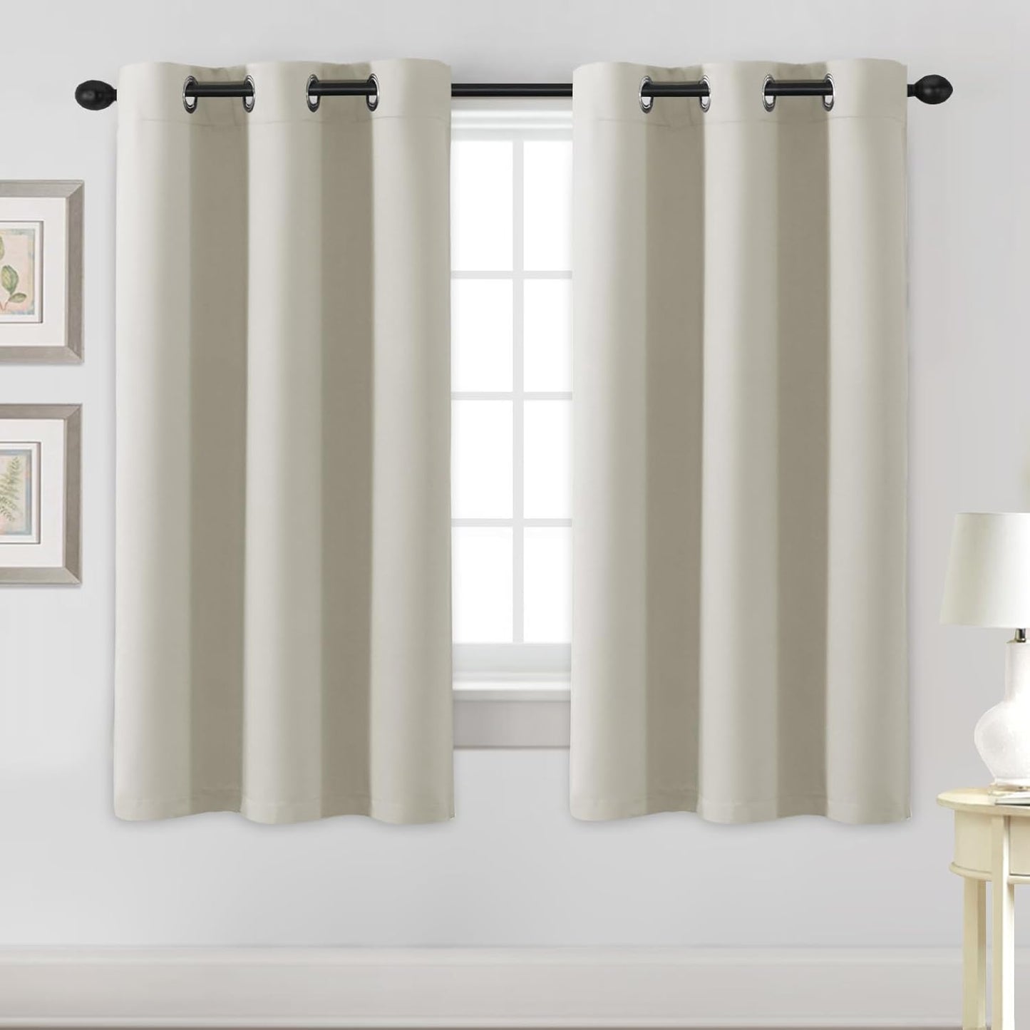 Blackout Curtains for Bedroom Thermal Insulated Room Darkening Living Room Curtains 63 Inch Long Grommet Privacy Protection Window Curtain Panels/Drapes for Nursery,2 Panels,Ivory/Cream