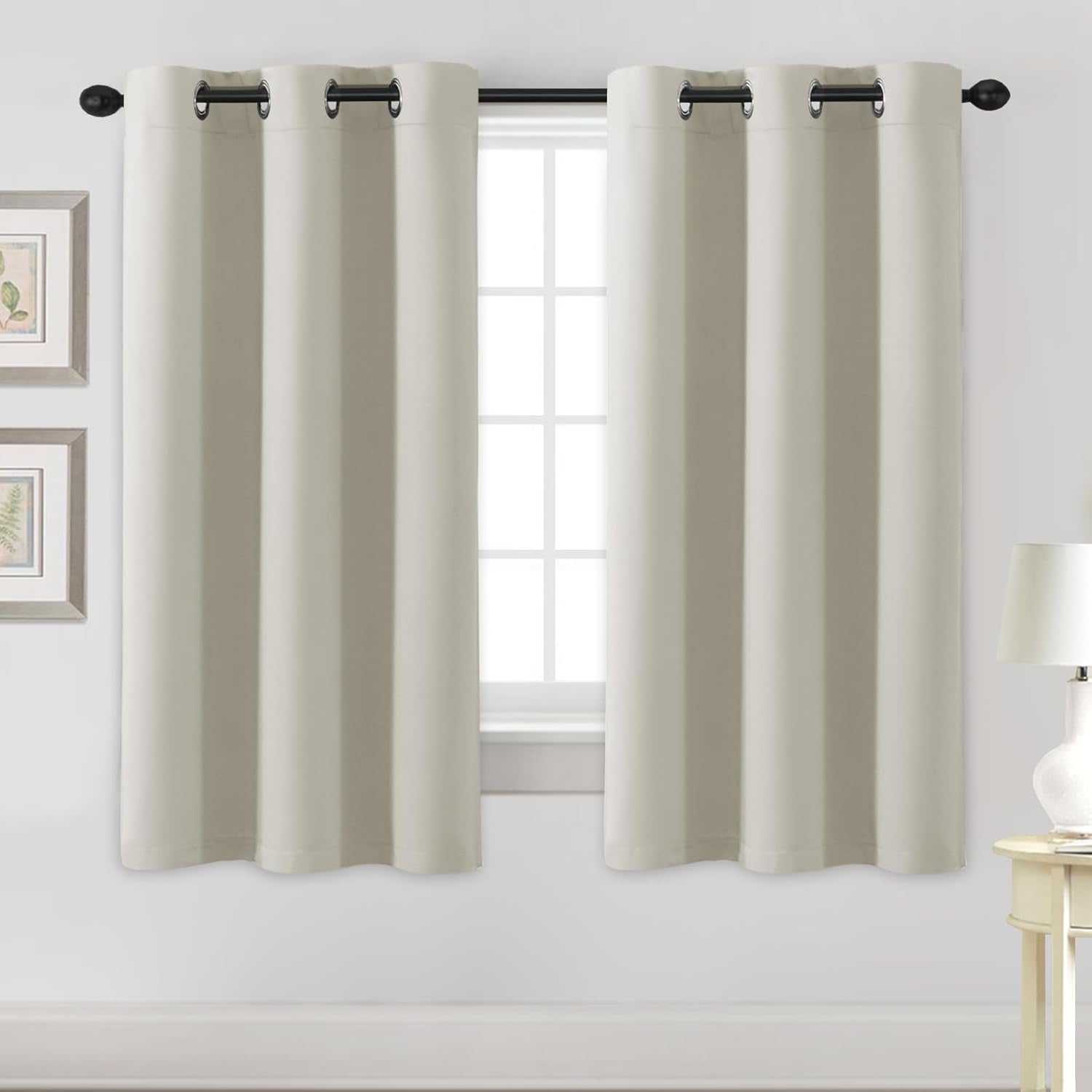 Blackout Curtains for Bedroom Thermal Insulated Room Darkening Living Room Curtains 63 Inch Long Grommet Privacy Protection Window Curtain Panels/Drapes for Nursery,2 Panels,Ivory/Cream