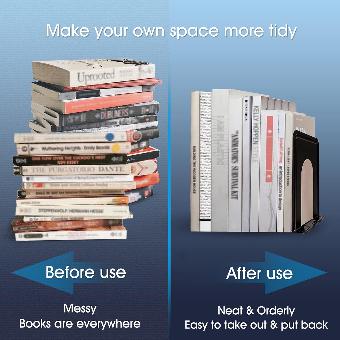 Book Ends, Bookends for Shelves, 24Pcs Metal Bookends, Book Ends for Heavy Books Holders for Office Home Library Book Ends Supports, Book Ends to Hold Books Heavy Duty