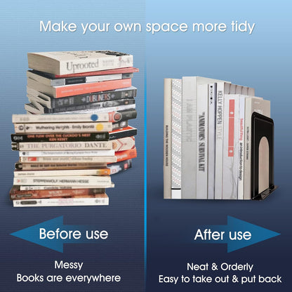 Book Ends, Bookends for Shelves, 24Pcs Metal Bookends, Book Ends for Heavy Books Holders for Office Home Library Book Ends Supports, Book Ends to Hold Books Heavy Duty