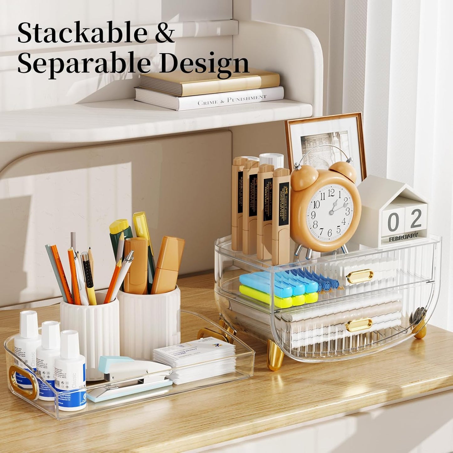 Makeup Organizer with Drawers, Bathroom Counter Organizers and Storage, Transparent Design Keeps Items Visible and Dust-Free, Simple and Stylish for Bath Linen Sets, Vanity, Skincare, Clear