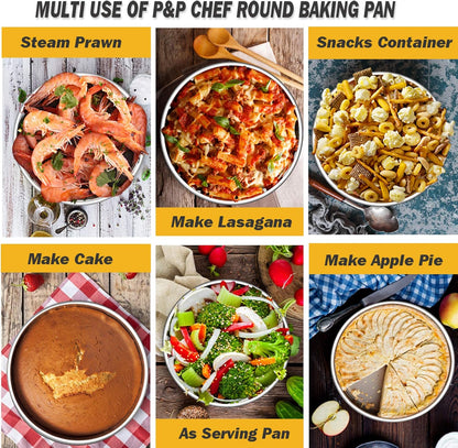 Cake Pans Sets for Baking, 4" + 6" + 8" + 9.5" 4 Piece Stainless Steel round Cake Pans Tin, Oven/Pot/Dishwasher Safe, Combination of Different Sizes, Leak-Proof & Easy Clean