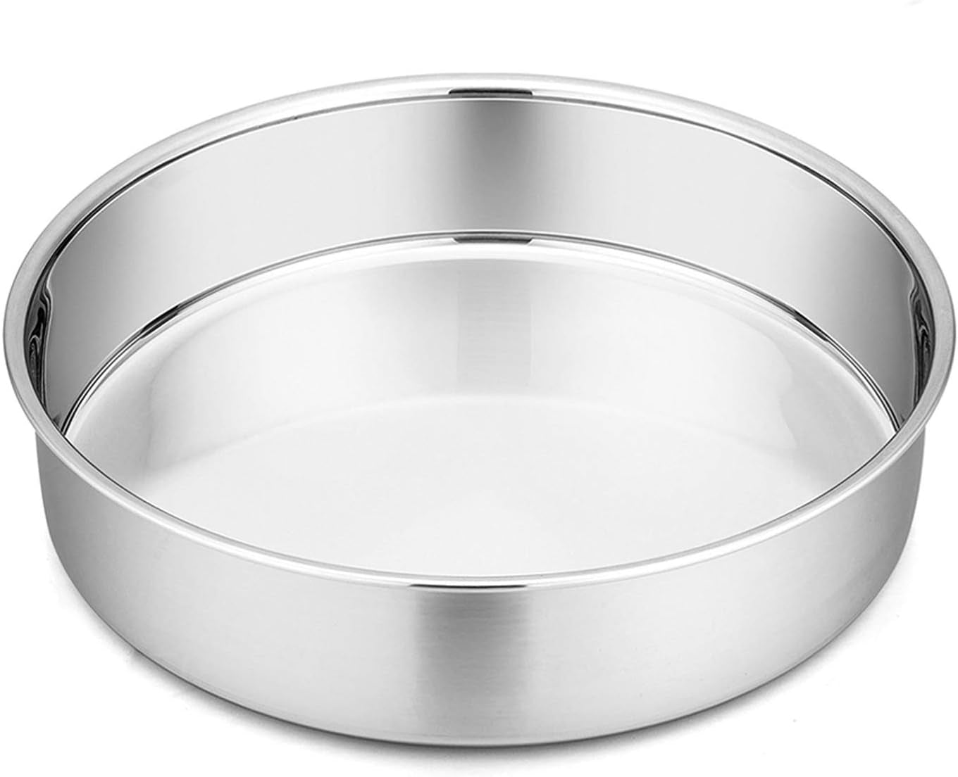 9½-Inch round Cake Pan,  Stainless Steel Bakeware Cake Pan, Easy Releasing & Cleaning, Oven & Dishwasher Safe, Round/Sliver