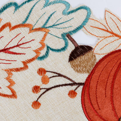 Thanksgiving Placemats Set of 4, Fall Pumpkins round Placemats, Embroidered Harvest Pumpkin Farmhouse Placemat for Dining Table, Fall Decor for Home, Halloween Table Decorations