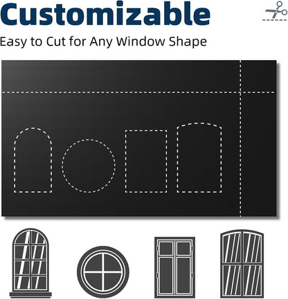 100% Blackout Curtains for Bedroom, No Drill Black Out Blinds with Upgraded Hook and Loop Tape, Portable Blackout Curtains for Window Cover Baby Nursery,Travel,Rv- 1 Panel Black 42''W X 60'' L