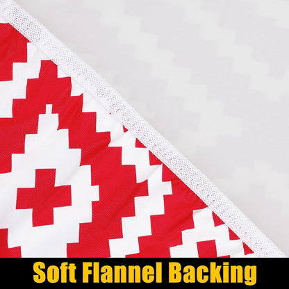 round Picnic Table Cloth, Waterproof Elastic Fitted Outdoor Tablecloths for 36"-44" Tables, Wipeable Flannel Backed Vinyl Table Cover for Camping, Dining and Indoor, Red