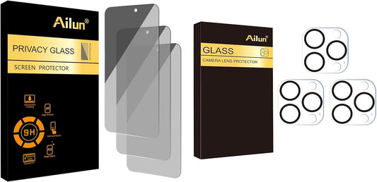 3 Pack Privacy Screen Protector for Iphone 16 Pro and Camera Lens Protector for Iphone 16 Pro 3 Pack