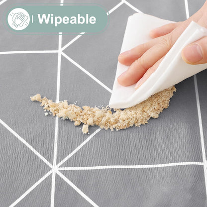 Rectangle Fitted Plastic Table Cloth, Elastic Vinyl Flannel Backed Tablecloth, Waterproof Table Cover Fits 6 Foot Folding Tables for Outdoor Picnic Camping (Light Grey, 30" X 72")