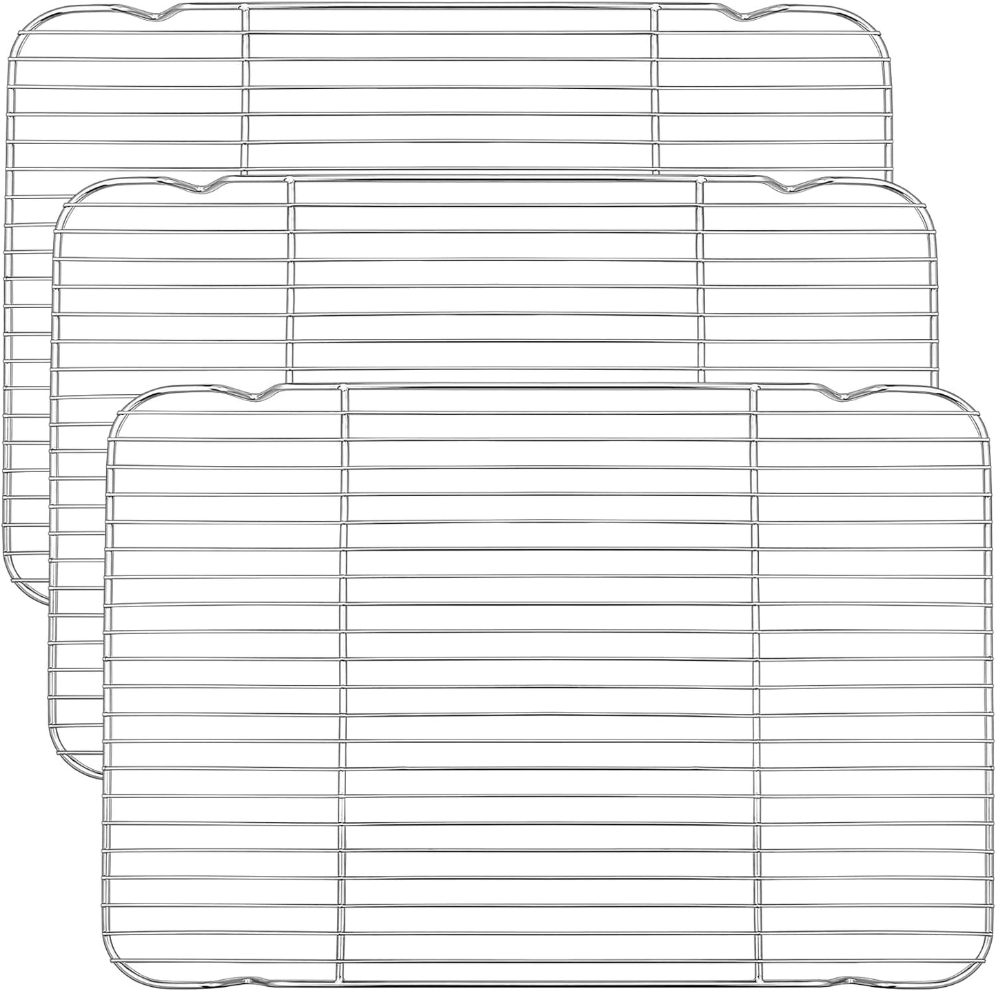 Baking Cooling Rack Set of 3,  Stainless Steel Cooking Roasting Drying Wire Racks, 16.6” X 11.6” Inches to Fit Half Sheet Pan, Non-Toxic & Durable, Oven & Dishwasher Safe