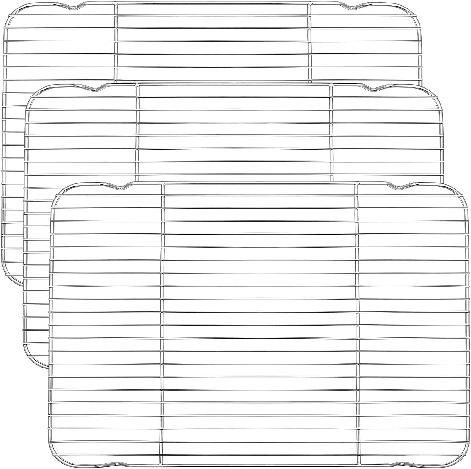 Baking Cooling Rack Set of 3,  Stainless Steel Cooking Roasting Drying Wire Racks, 16.6” X 11.6” Inches to Fit Half Sheet Pan, Non-Toxic & Durable, Oven & Dishwasher Safe