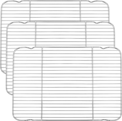 Baking Cooling Rack Set of 3,  Stainless Steel Cooking Roasting Drying Wire Racks, 16.6” X 11.6” Inches to Fit Half Sheet Pan, Non-Toxic & Durable, Oven & Dishwasher Safe